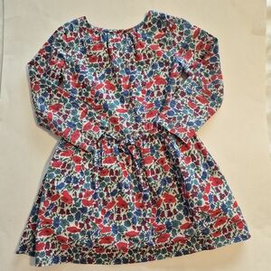 Jacadi Liberty Red Blue Floral Dress 3T